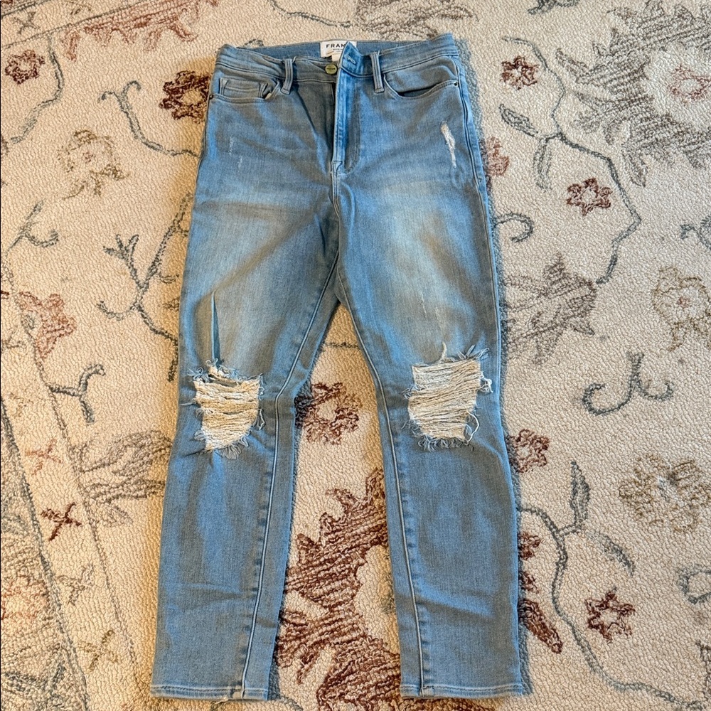 Frame Denim Light Blue Distressed Jeans